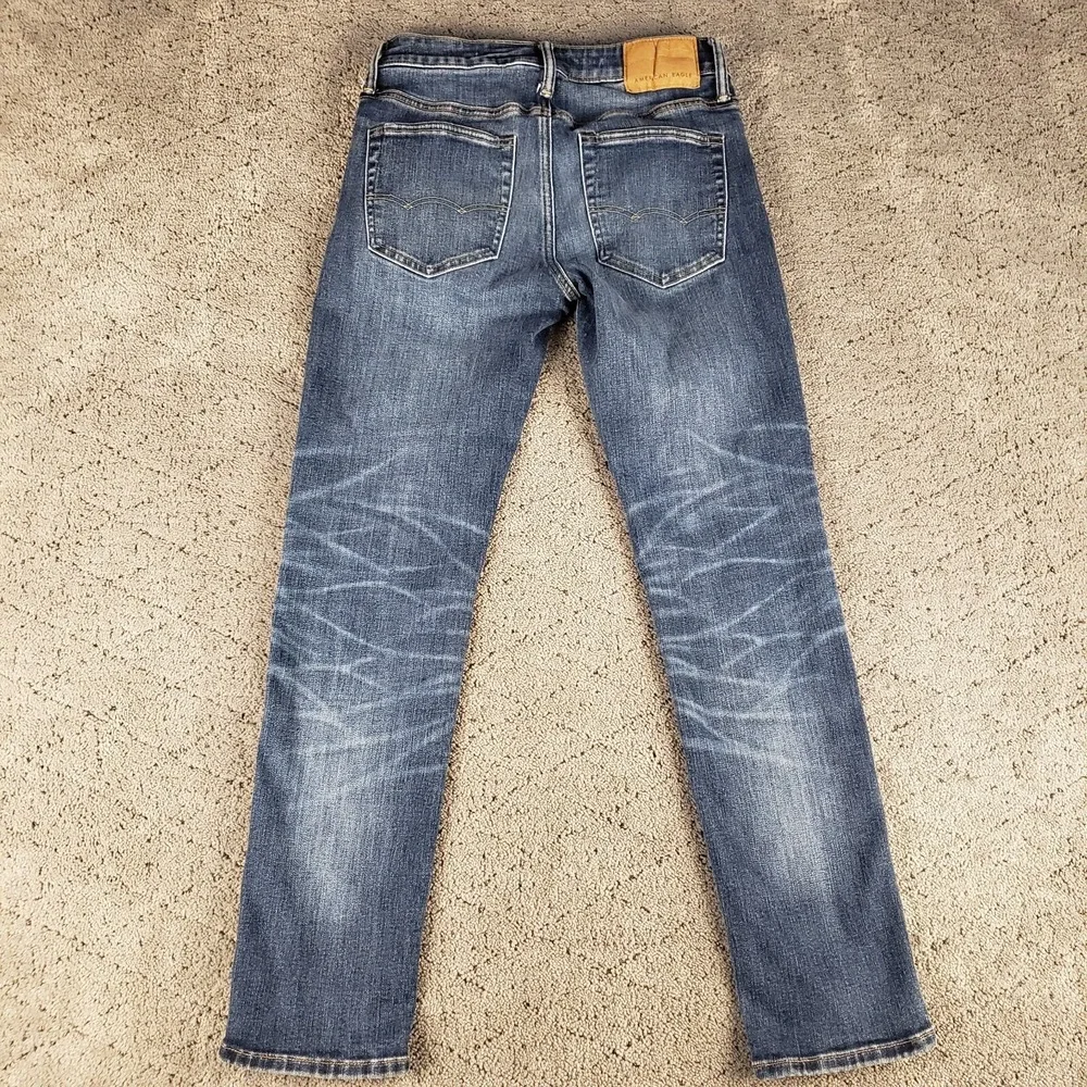 American Eagle Jeans Mens 28x30 Blue Slim Stretch Whisker Honeycomb Stretch